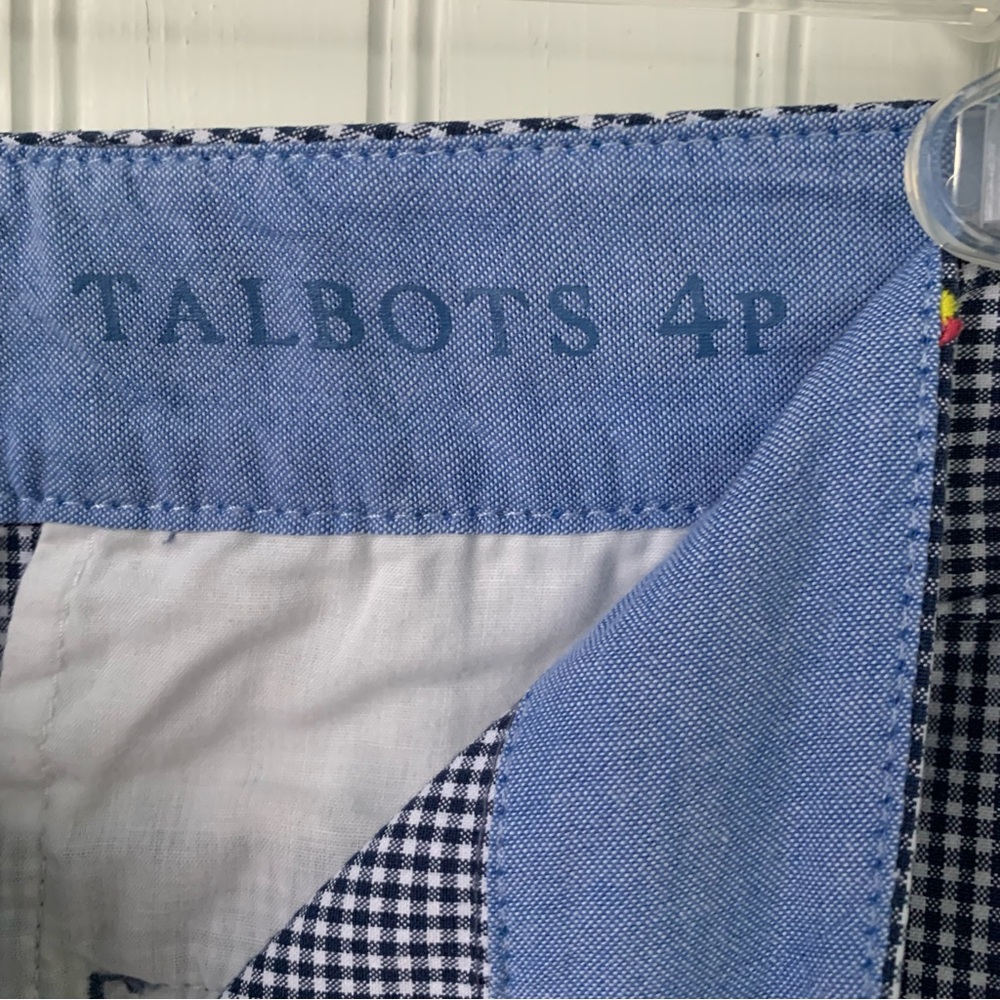Talbots navy & white Checkered Shorts with Pink Embroidered motor bikes - Picture 5 of 8